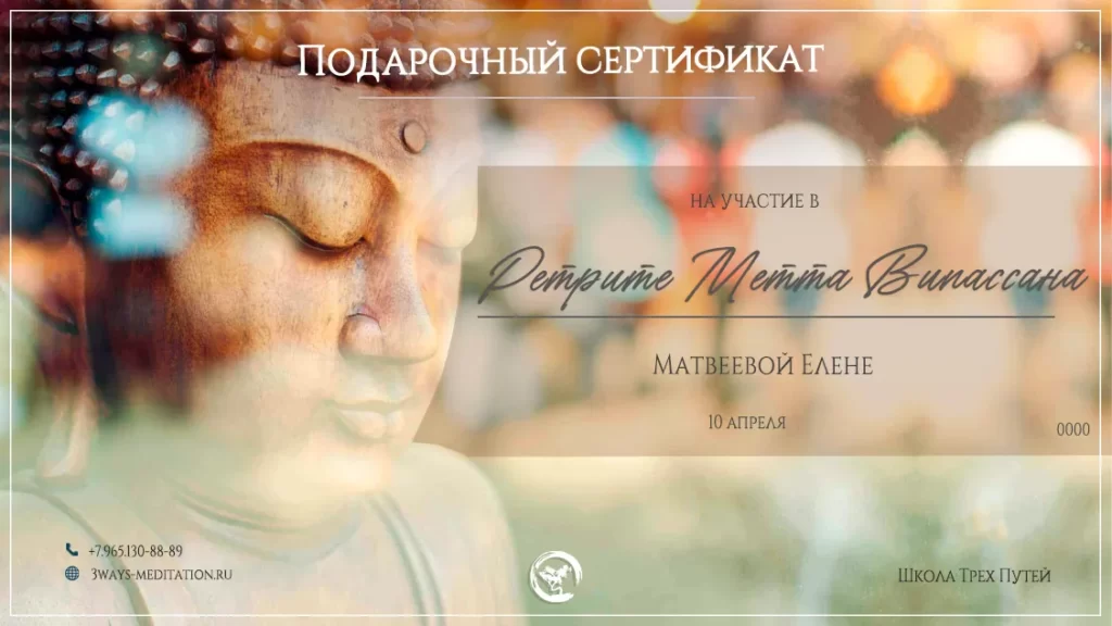 Випассана в Москве на один день - сертификат