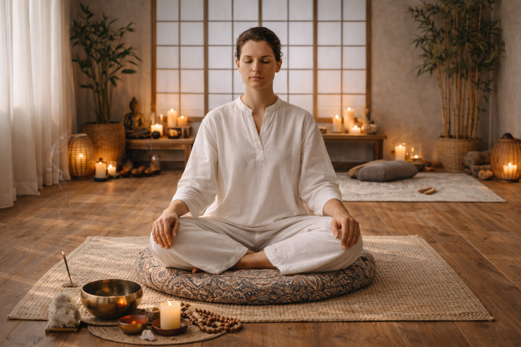 Поза лотоса в медитации